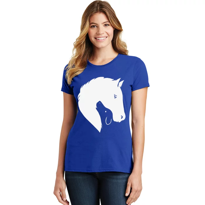 Horse Dog Silhouette Funny Equine Canine Women's T-Shirt