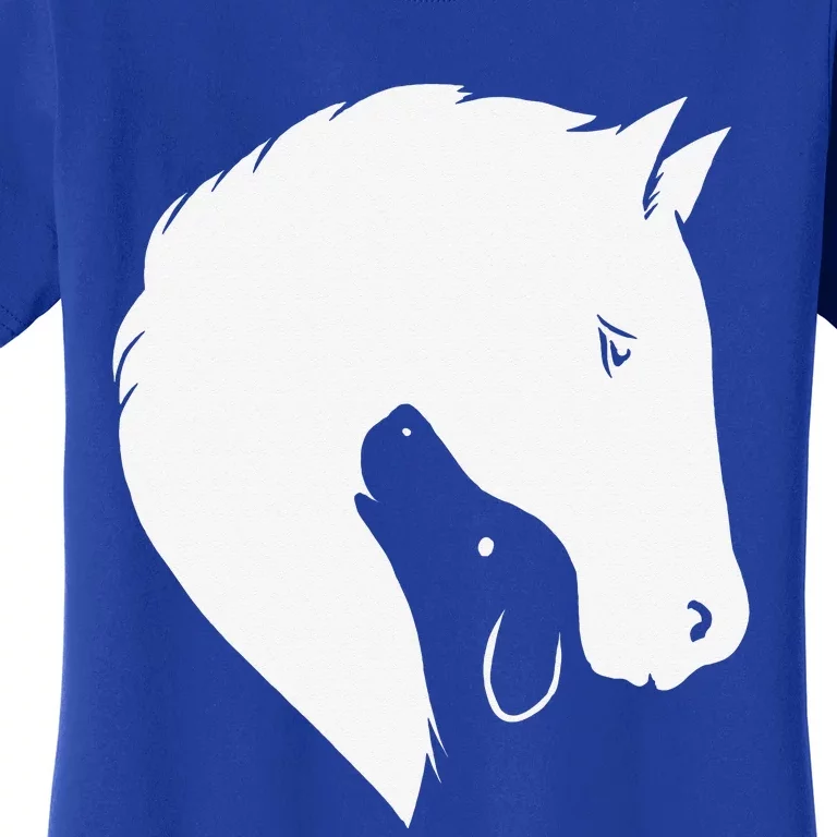 Horse Dog Silhouette Funny Equine Canine Women's T-Shirt