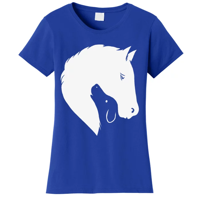 Horse Dog Silhouette Funny Equine Canine Women's T-Shirt