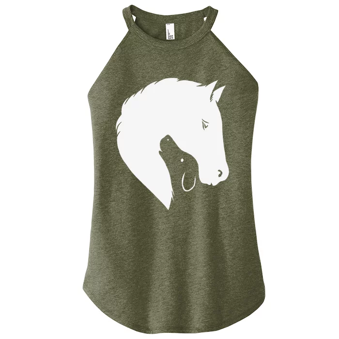 Horse Dog Silhouette Funny Equine Canine Women’s Perfect Tri Rocker Tank