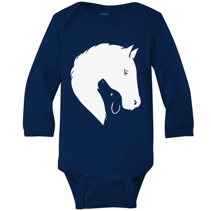 Horse Dog Silhouette Funny Equine Canine Baby Long Sleeve Bodysuit