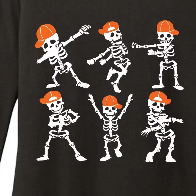 Halloween Dancing Skeleton Cap Funny Womens CVC Long Sleeve Shirt