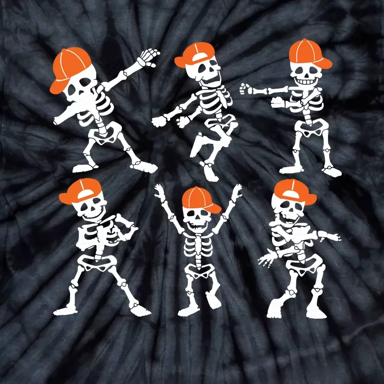 Halloween Dancing Skeleton Cap Funny Tie-Dye T-Shirt