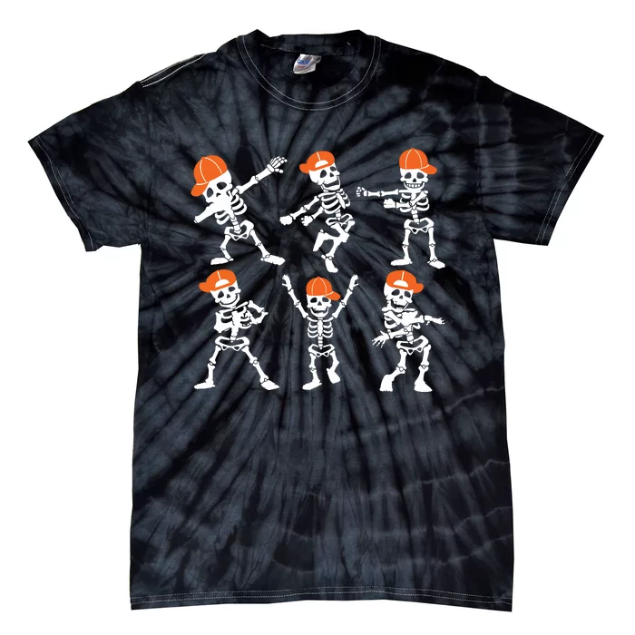 Halloween Dancing Skeleton Cap Funny Tie-Dye T-Shirt