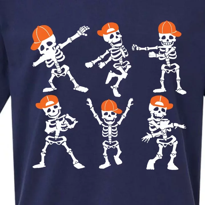 Halloween Dancing Skeleton Cap Funny Sueded Cloud Jersey T-Shirt