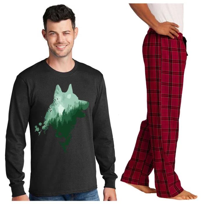 Husky Dog Silhouette American Husky Siberian Husky Long Sleeve Pajama Set