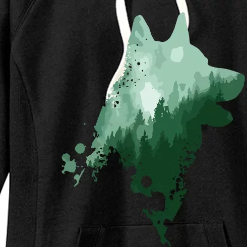 Husky Dog Silhouette American Husky Siberian Husky Women's Fleece Hoodie