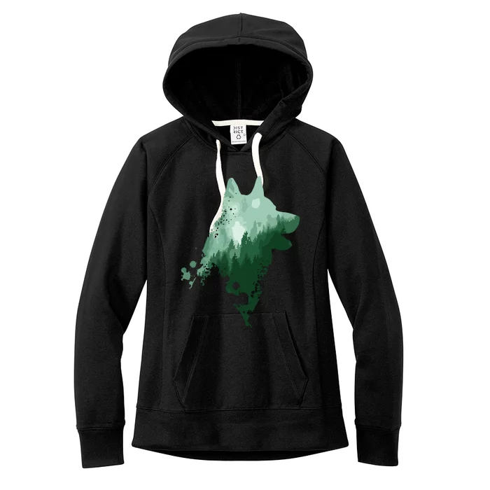 Husky Dog Silhouette American Husky Siberian Husky Women's Fleece Hoodie