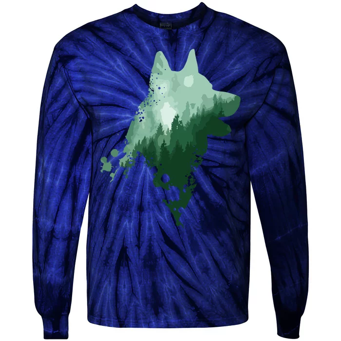 Husky Dog Silhouette American Husky Siberian Husky Tie-Dye Long Sleeve Shirt