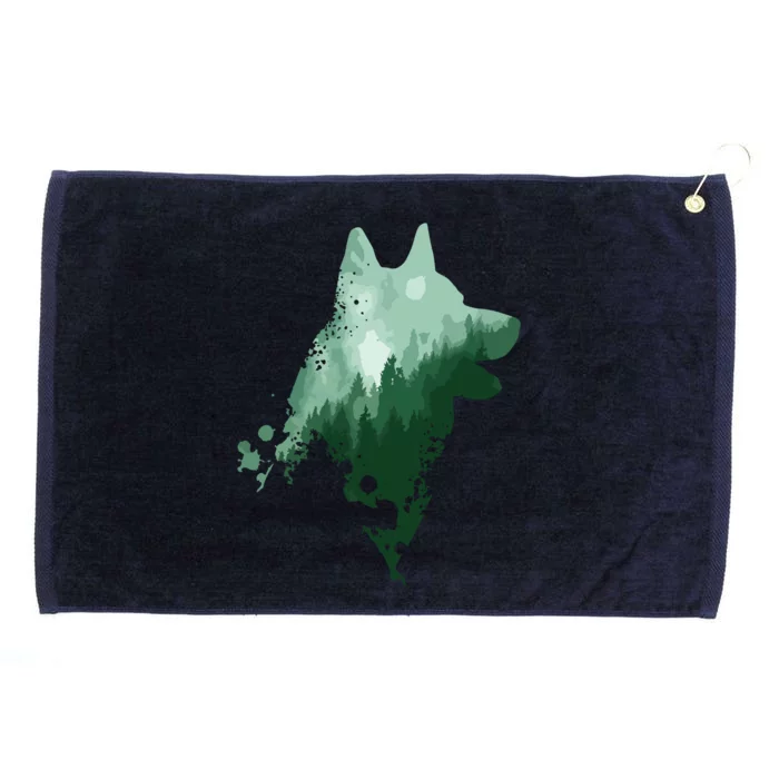 Husky Dog Silhouette American Husky Siberian Husky Grommeted Golf Towel