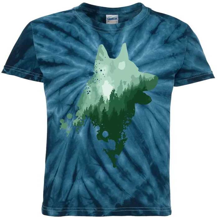 Husky Dog Silhouette American Husky Siberian Husky Kids Tie-Dye T-Shirt