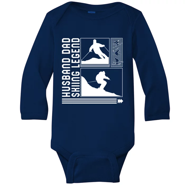 Husband Dad Skiing Legend Skiing Skier Winter Snowboard Snow Gift Baby Long Sleeve Bodysuit