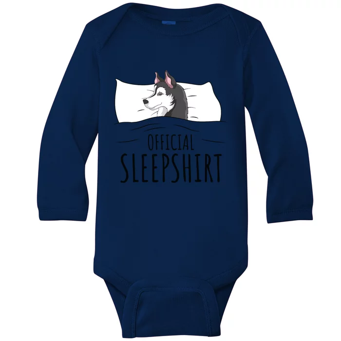 Husky Dog Sleep Funny Baby Long Sleeve Bodysuit