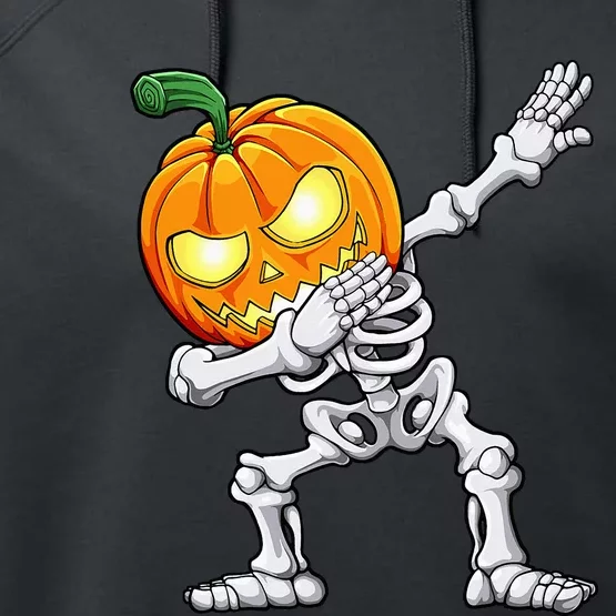 Halloween Dabbing Skeleton Scary Pumpkin Jack O Lantern Performance Fleece Hoodie