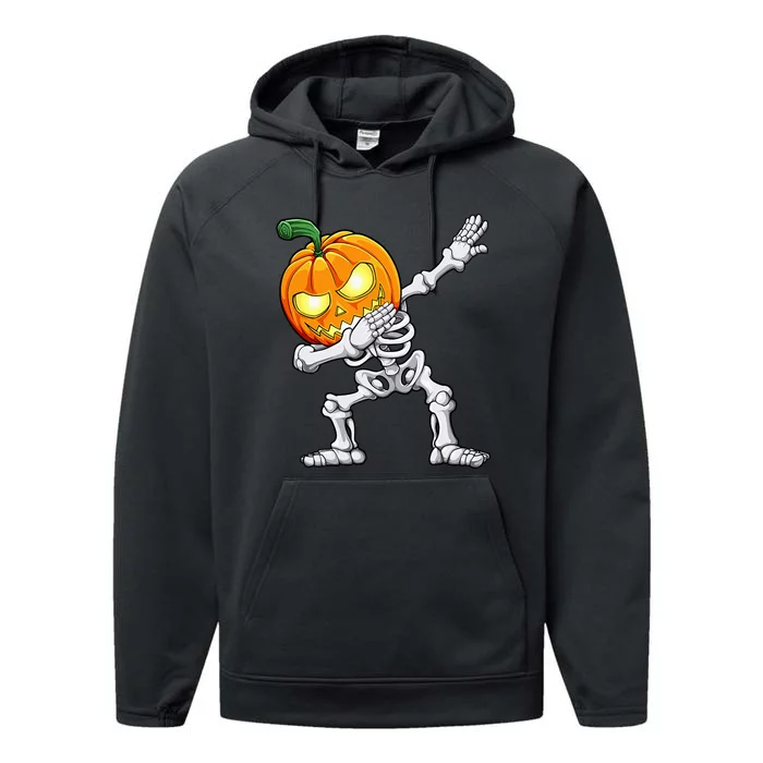 Halloween Dabbing Skeleton Scary Pumpkin Jack O Lantern Performance Fleece Hoodie