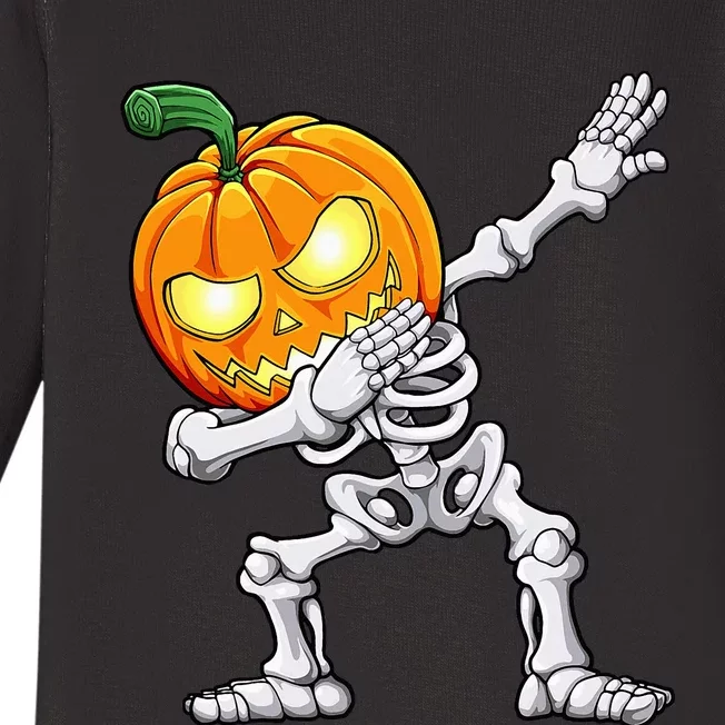 Halloween Dabbing Skeleton Scary Pumpkin Jack O Lantern Baby Long Sleeve Bodysuit