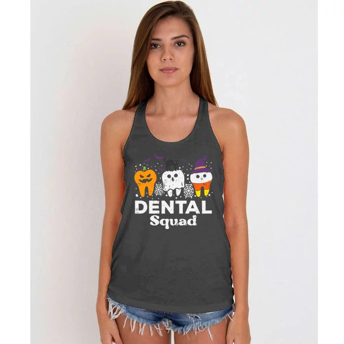 Halloween Dental Squad Teeth Funny Costume Dentist Gift Women's Knotted Racerback Tank