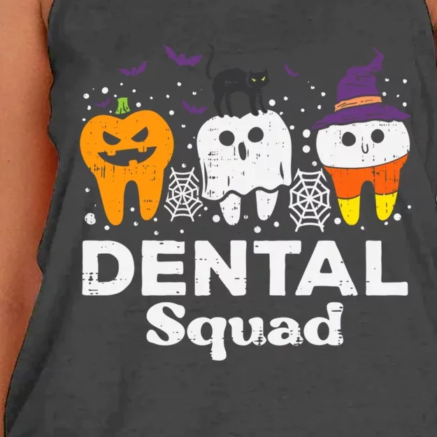 Halloween Dental Squad Teeth Funny Costume Dentist Gift Women's Knotted Racerback Tank