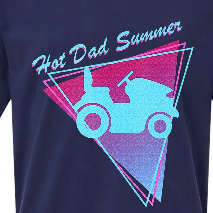 Hot Dad Summer Funny 80s Retro Riding Lawn Mower Sueded Cloud Jersey T-Shirt