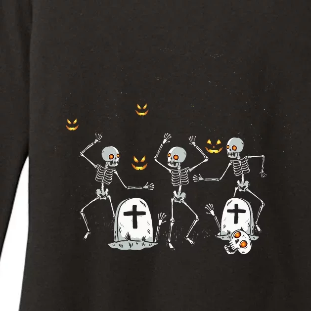 Halloween Dancing Skeleton Womens CVC Long Sleeve Shirt