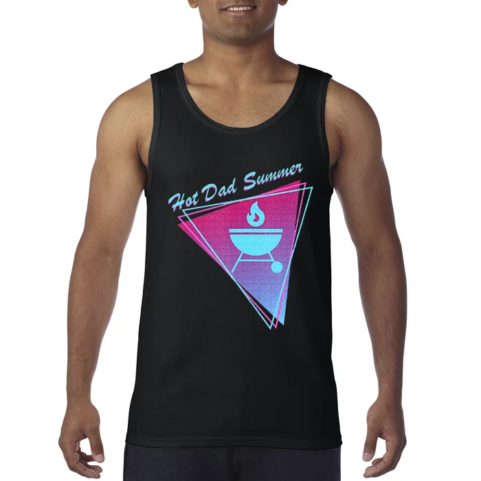 Hot Dad Summer Funny 80s Retro Vintage Charcoal Grill BBQ Tank Top