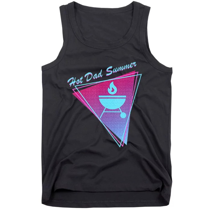 Hot Dad Summer Funny 80s Retro Vintage Charcoal Grill BBQ Tank Top