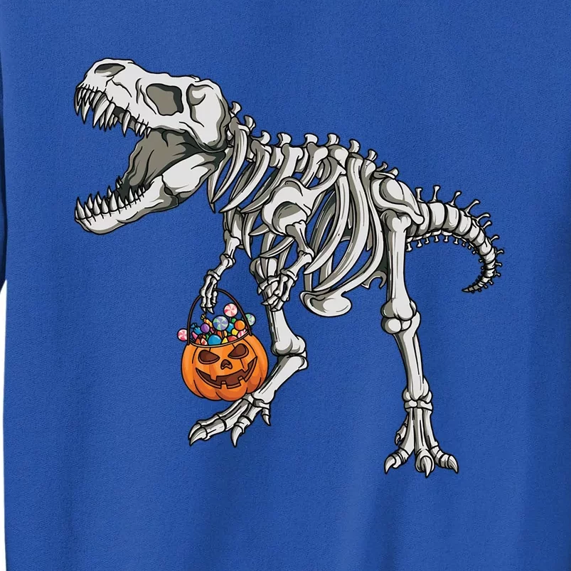 Halloween Dinosaur Skeleton T Rex Scary Pumpkin Gift Tall Sweatshirt