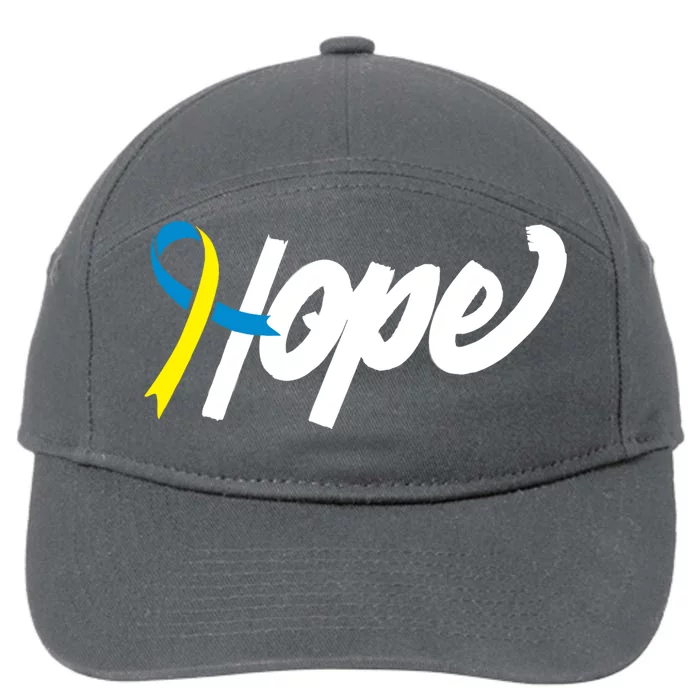 Hope Down Syndrome Awareness Ribbon 7-Panel Snapback Hat