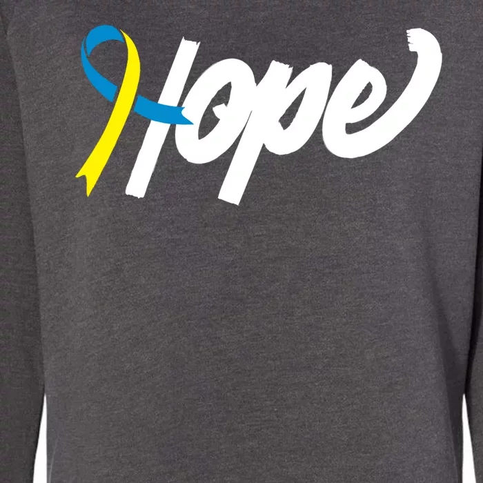 Hope Down Syndrome Awareness Ribbon Womens California Wash Sweatshirt