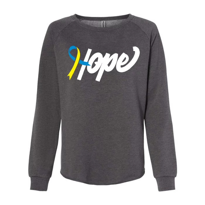 Hope Down Syndrome Awareness Ribbon Womens California Wash Sweatshirt