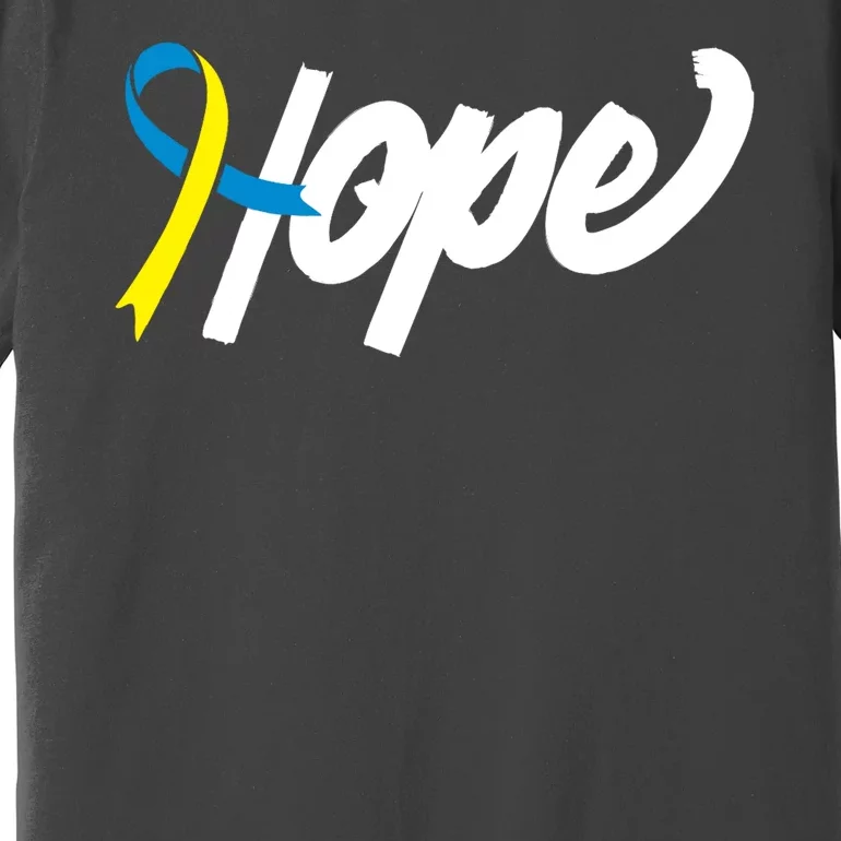 Hope Down Syndrome Awareness Ribbon Premium T-Shirt