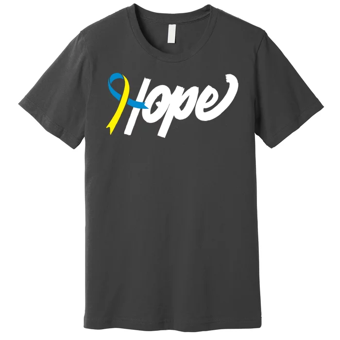 Hope Down Syndrome Awareness Ribbon Premium T-Shirt