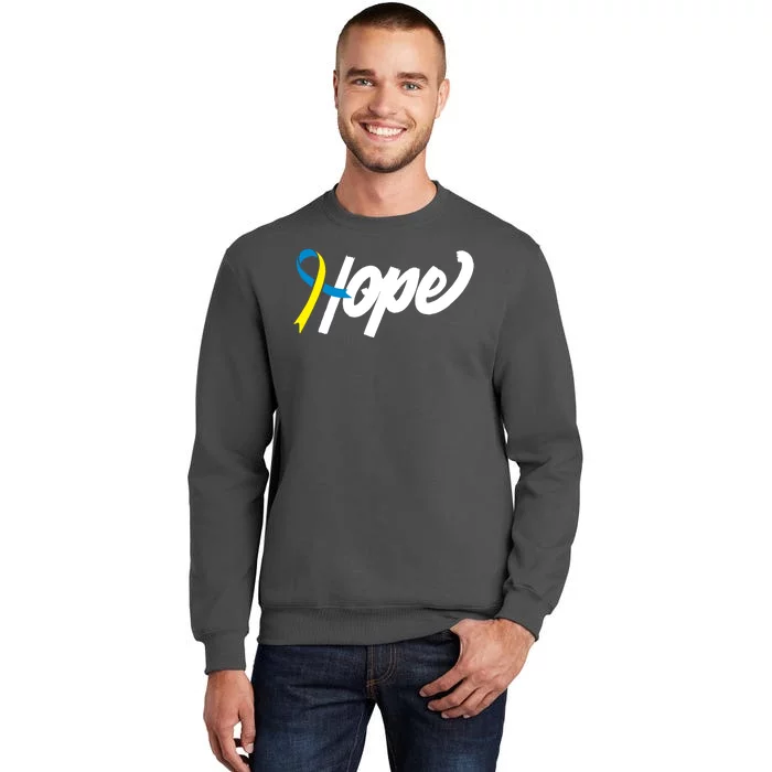 Hope Down Syndrome Awareness Ribbon Tall Sweatshirt