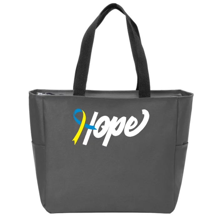 Hope Down Syndrome Awareness Ribbon Zip Tote Bag