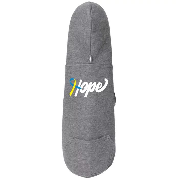 Hope Down Syndrome Awareness Ribbon Doggie 3-End Fleece Hoodie