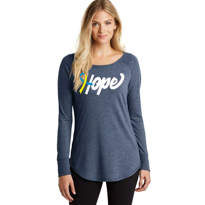 Hope Down Syndrome Awareness Ribbon Women's Perfect Tri Tunic Long Sleeve Shirt