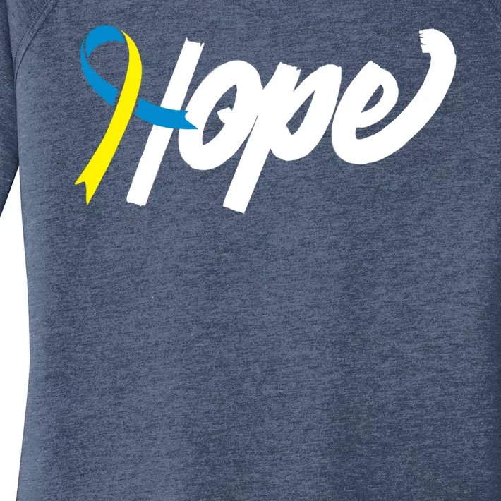 Hope Down Syndrome Awareness Ribbon Women's Perfect Tri Tunic Long Sleeve Shirt