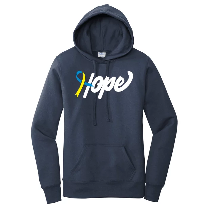 Hope Down Syndrome Awareness Ribbon Women's Pullover Hoodie