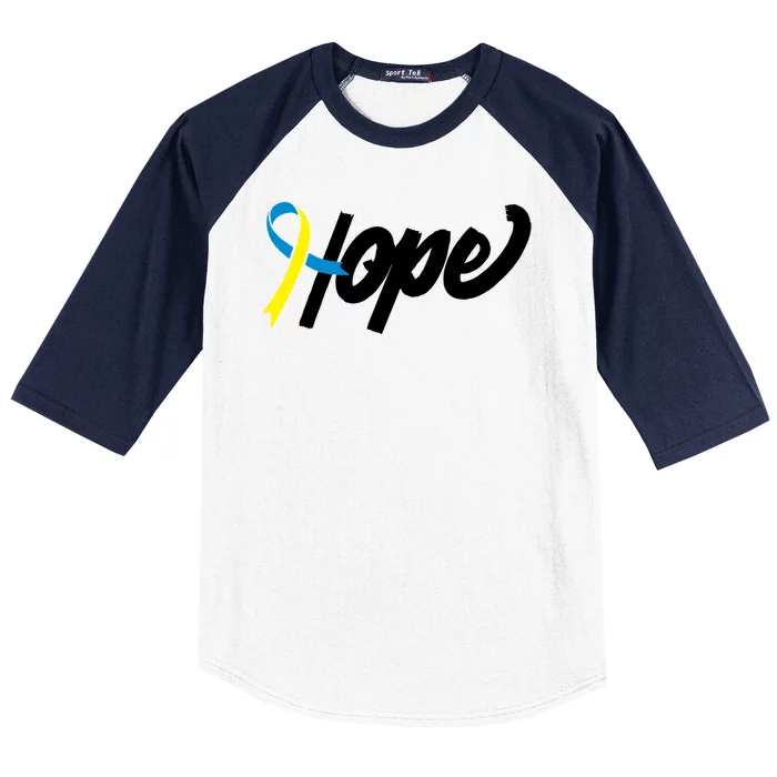 Hope Down Syndrome Awareness Ribbon Baseball Sleeve Shirt