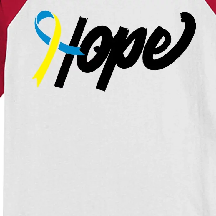 Hope Down Syndrome Awareness Ribbon Kids Colorblock Raglan Jersey