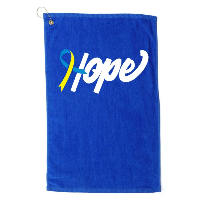 Hope Down Syndrome Awareness Ribbon Platinum Collection Golf Towel