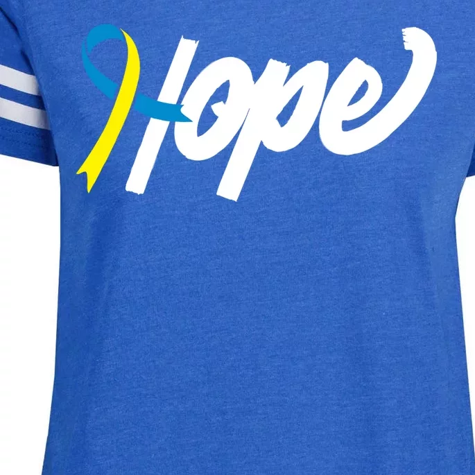 Hope Down Syndrome Awareness Ribbon Enza Ladies Jersey Football T-Shirt