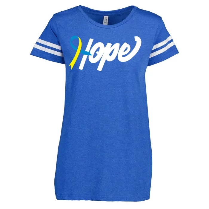 Hope Down Syndrome Awareness Ribbon Enza Ladies Jersey Football T-Shirt