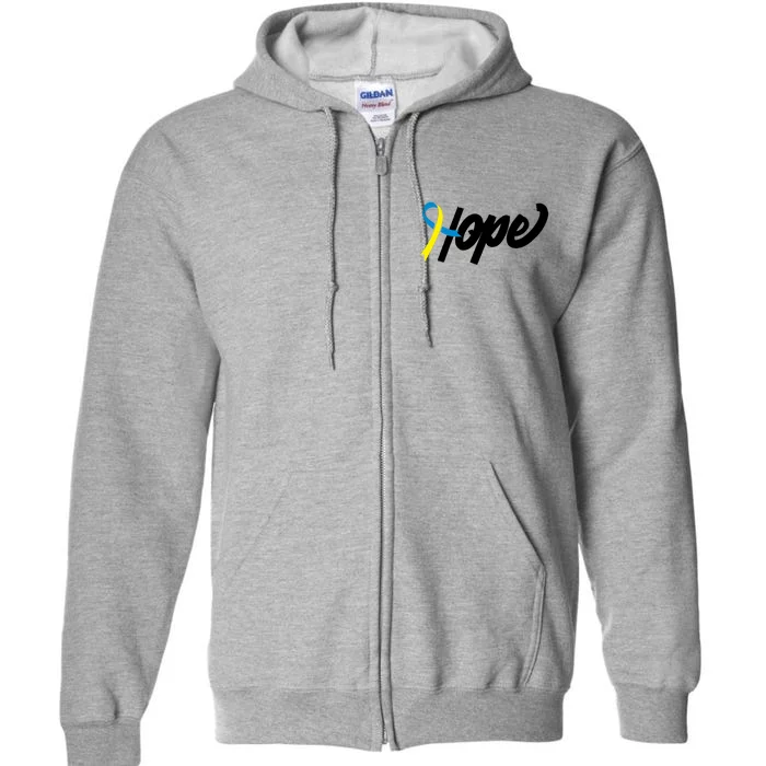 Hope Down Syndrome Awareness Ribbon Full Zip Hoodie