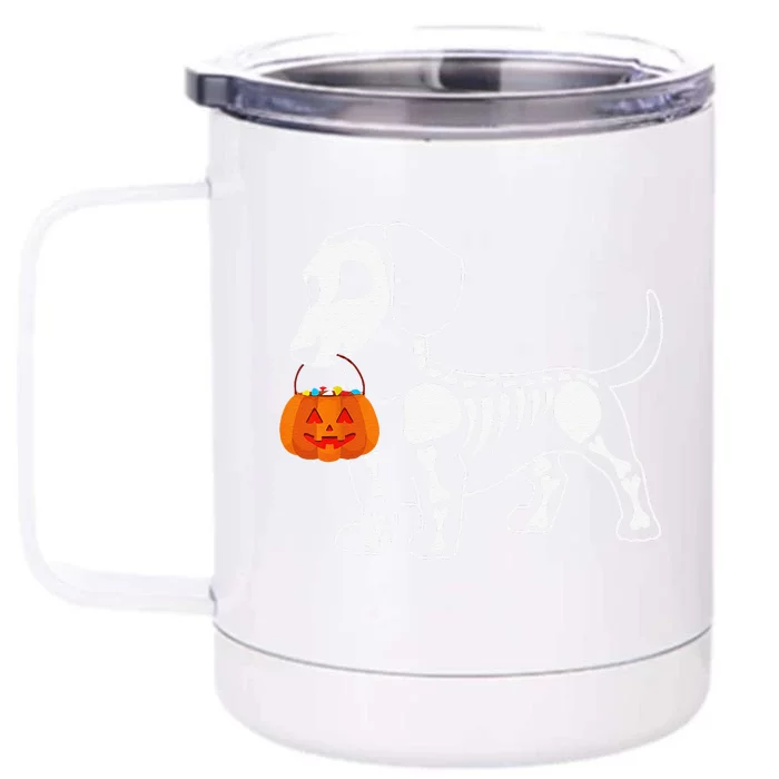 Halloween Dachshund Skeleton Weenie Wiener Sausage Dog Front & Back 12oz Stainless Steel Tumbler Cup