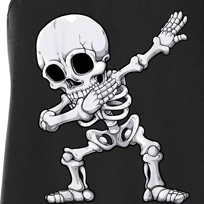 Halloween Dabbing Skeleton Skull Rib Cage Dab Dance Women's Racerback Tank