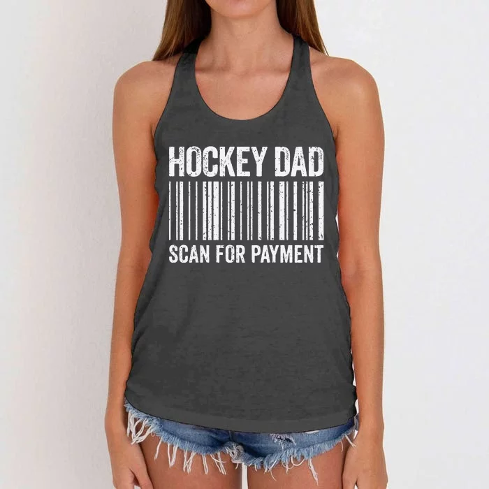 Hockey Dad Scan For Payment Hockey Lover Daddy Women's Knotted Racerback Tank