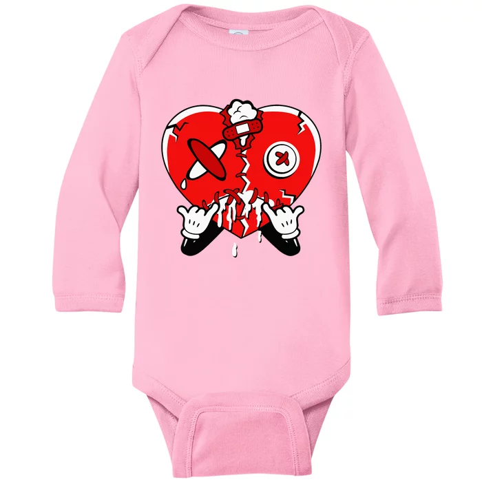 Heart Dripping Streetwear Chile Red 9s Matching Baby Long Sleeve Bodysuit