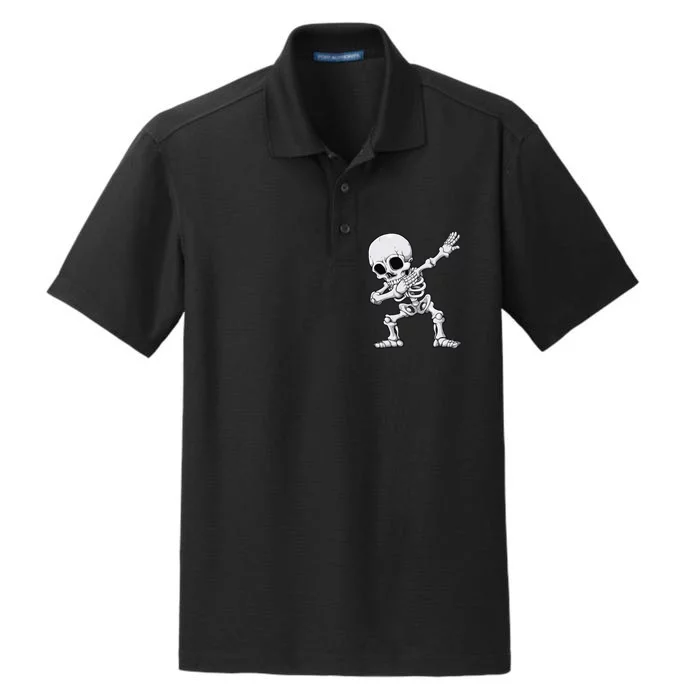 Halloween Dabbing Skeleton Skull Rib Cage Dab Dance Dry Zone Grid Performance Polo