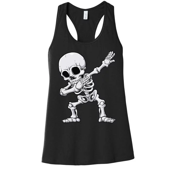 Halloween Dabbing Skeleton Skull Rib Cage Dab Dance Women's Racerback Tank